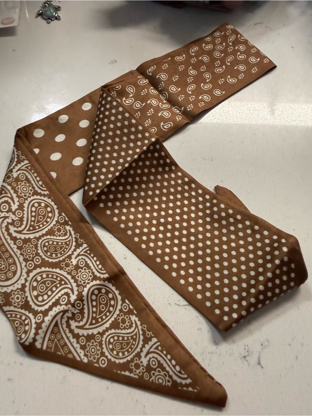 Brown Paisley & Polka Dot Long Scarf Bag Wrap